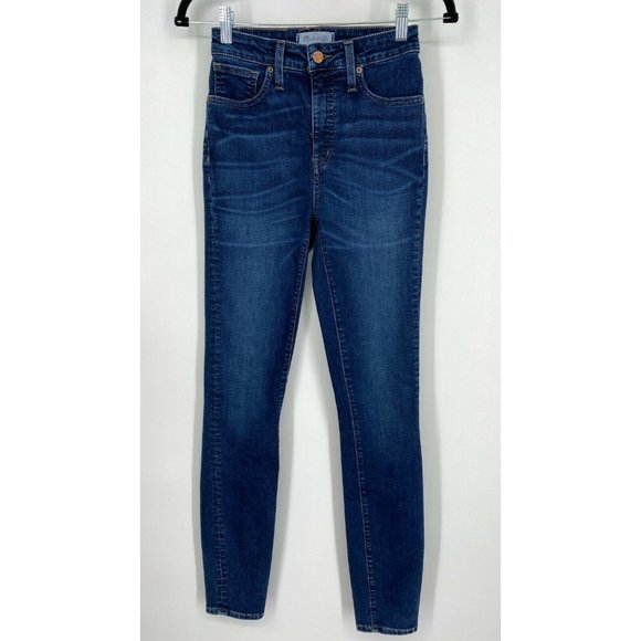 Madewell Denim - Madewell Curvy High Rise Skinny Fit Jeans Size 24T Stretch Dark Wash Denim Blue